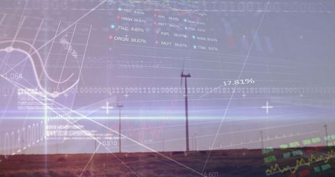 Wind Energy Intersecting with Financial Analytics at Sunset