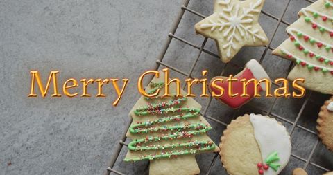 Festive Christmas Sugar Cookies Set Text Greeting - Download Free Stock Images Pikwizard.com
