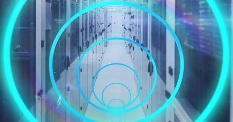 Digital Data Waves Flowing Through Computer Servers