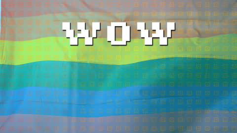 Wow Text with Rainbow Flag in Digital Design