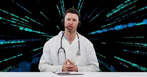 Telemedicine innovation with doctor in headset using cutting-edge technology