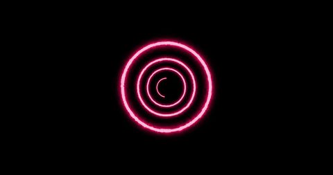 Neon Rings Stacked on Black Background