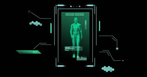 Futuristic Human Body Hologram Display with Digital Data