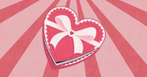 Heart-Shaped Gift Box on Pink Radial Background Illustrates Romance
