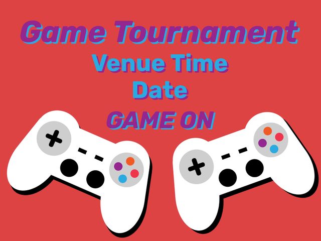 Vibrant Gaming Tournament Template with White Controllers - Download Free Stock Templates Pikwizard.com