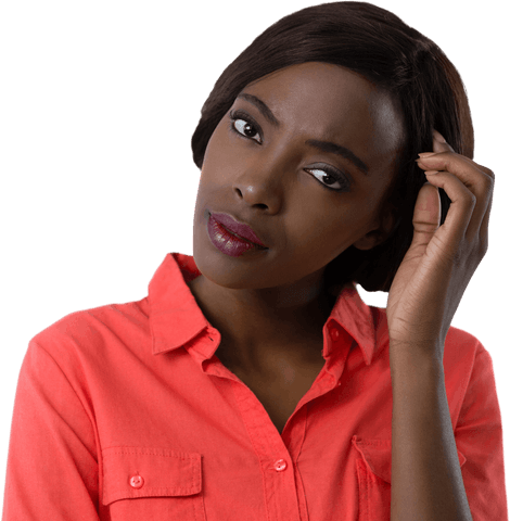 transparent background of confused young woman touching hair - Download Free Stock Videos Pikwizard.com