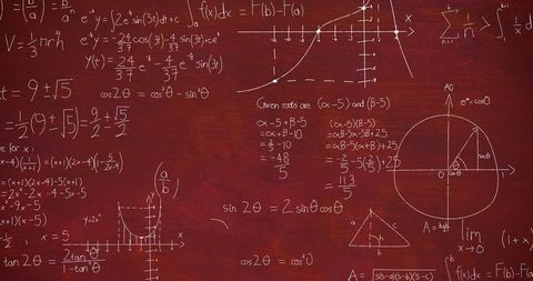 complex mathematical equations on red chalkboard - Download Free Stock Images Pikwizard.com