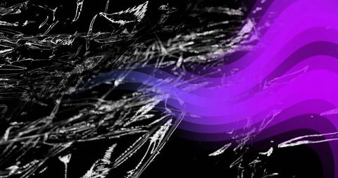 Dynamic Purple Waves Abstracting Void with Sketch Strokes