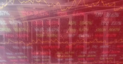 Futuristic Data Center Overlayed with Stock Ticker Visualization - Download Free Stock Images Pikwizard.com