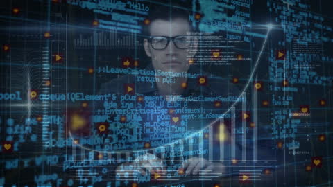 Businessman Analyzing Complex Financial Data Interface