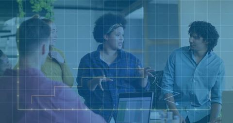 Diverse Team Engaged in Data Analytics Collaboration