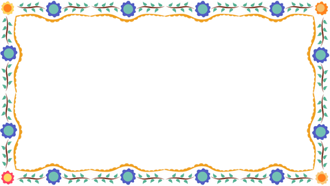 decorative floral frame with blue and orange flower pattern on transparent background - Download Free Stock Videos Pikwizard.com