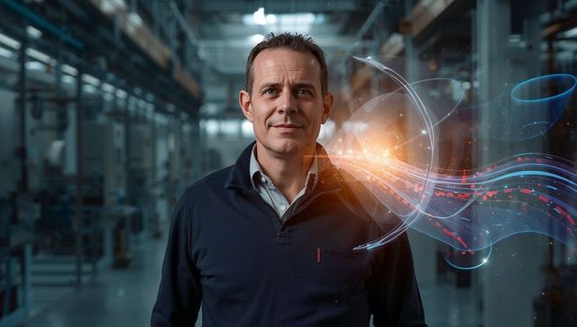 Manufacturing Manager Leading Digital Transformation with Data Stream in Smart Factory