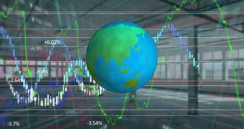 Rotating Globe Over Financial Graphs Symbolizing Global Economy Trends - Download Free Stock Images Pikwizard.com