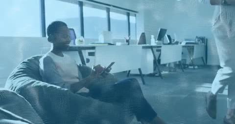 Office Professional Browsing Phone, Engaging with Colleague