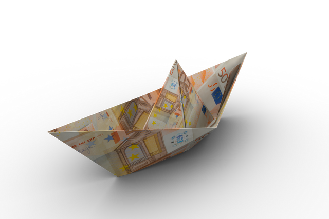 Transparent Boat Origami Made from Euro Bills on White Background - Download Free Stock Videos Pikwizard.com