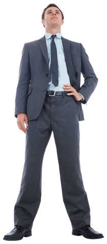 Confident Businessman in Suit Exhibiting Power Pose on Transparent Background