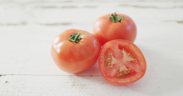 Fresh Ripe Tomatoes on White Wooden Table - Download Free Stock Images Pikwizard.com