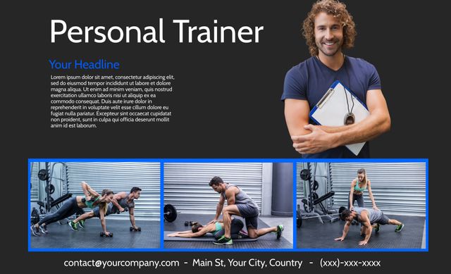 Personal Trainer Demonstrating Motivational Fitness Workouts - Download Free Stock Templates Pikwizard.com