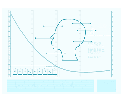 transparent conceptual design with head illustration and data points - Download Free Stock Videos Pikwizard.com
