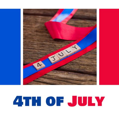 4th of july celebration with patriotic ribbons on wooden surface