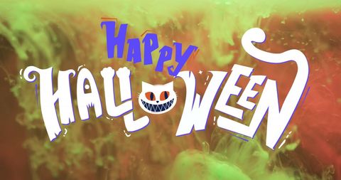Colorful Halloween Greeting with Creepy Cat Design - Download Free Stock Images Pikwizard.com