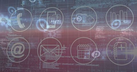 futuristic digital interface with data and communication icons - Download Free Stock Images Pikwizard.com