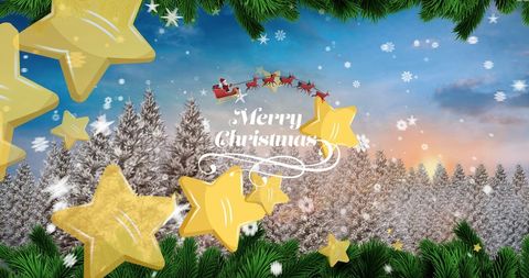 Merry Christmas Winter Wonderland with Reindeer and Stars - Download Free Stock Images Pikwizard.com