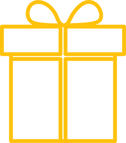 Minimalist Yellow Present Icon on Transparent Background