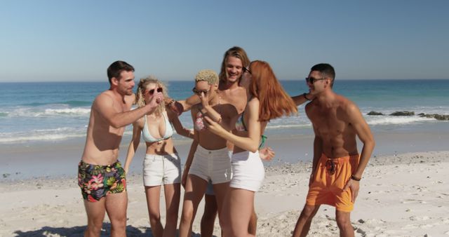 Group of Friends Enjoying Time Together on Beach - Download Free Stock Images Pikwizard.com