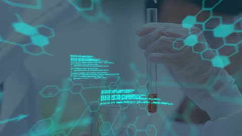 Scientist Analyzing Data Overlay in Advanced Laboratory