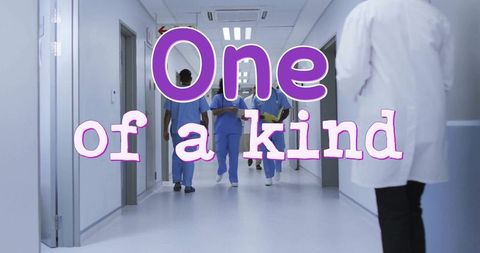 Medical team walking hospital corridor teamwork concept