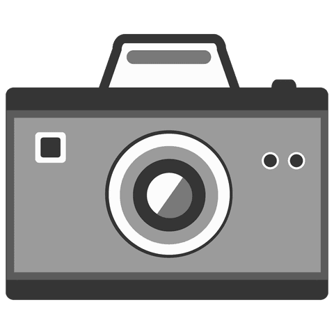 Retro film camera icon on transparent background for travel themes