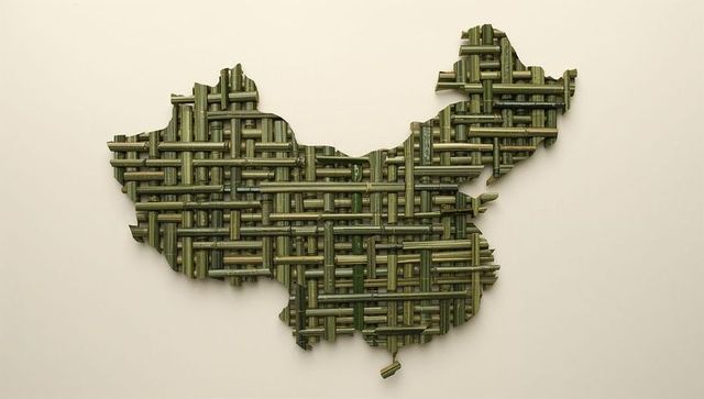 Bamboo map silhouette of china highlighting craftsmanship