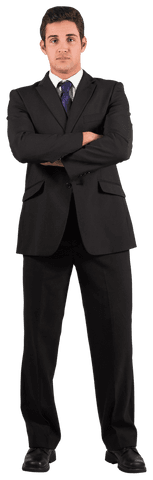 Transparent Confident Businessman in Suit Facing Forward