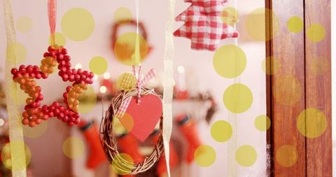 Festive Window with Christmas Ornaments and Bokeh Highlights