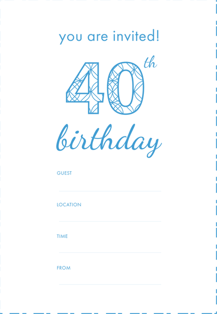 Blue Patterned 40th Birthday Invitation on Transparent Background - Download Free Stock Videos Pikwizard.com