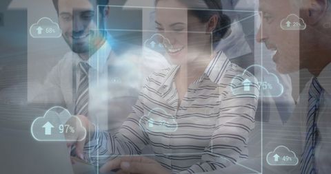 Colleagues Collaborating with Financial Data Interfaces - Download Free Stock Images Pikwizard.com