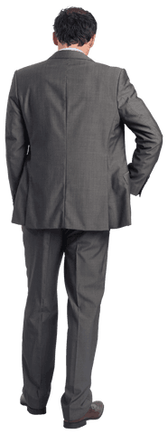 Transparent businessman backview in professional suit assembling idea
