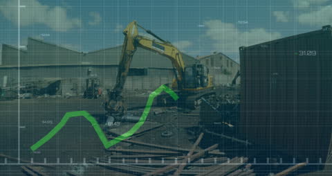 Industrial Site with Financial Data Overlay and Urban Development