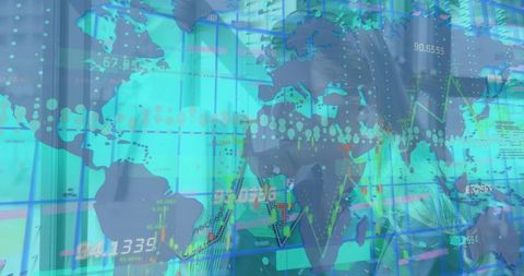 Global business trends financial technology concept overlay