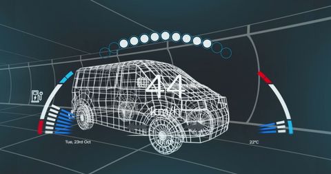 Futuristic Vehicle Interface with Speed, GPS and Charge Data - Download Free Stock Images Pikwizard.com