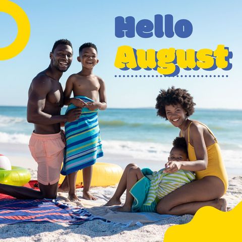 Happy Family Enjoying Beach Holiday in August