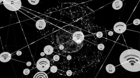 Global Network Connection Overlay with Technology Icons