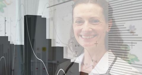 Medical Professional Analyzing Data with overlapping Graphs