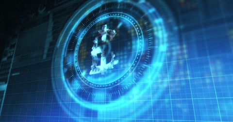 Rotating Bitcoin Symbol in Digital Space with Futuristic Design - Download Free Stock Images Pikwizard.com