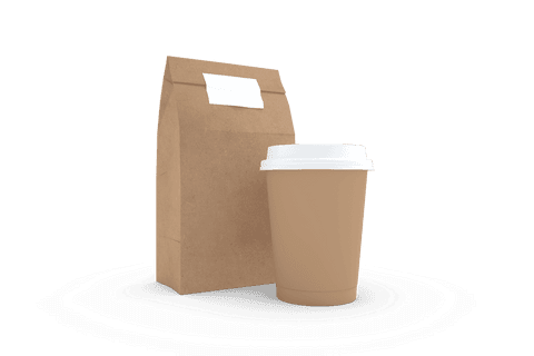 disposable coffee cup and kraft paper parcel on transparent background - Download Free Stock Videos Pikwizard.com