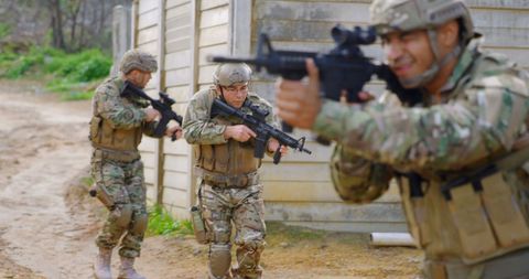 Caucasian Soldiers in Camouflage Engaged in Field Training - Download Free Stock Images Pikwizard.com
