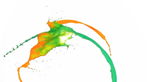 Dynamic Paint Splash with Vibrant Colors Mixing on White