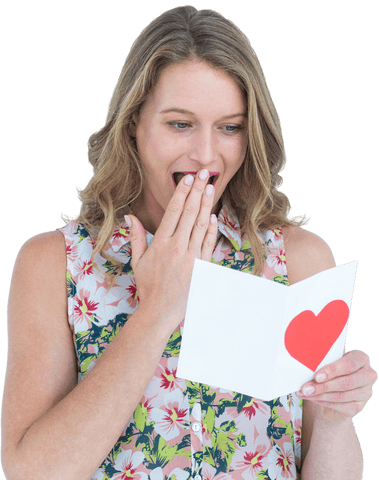 Surprised Woman Reading Heartfelt Love Letter Transparent